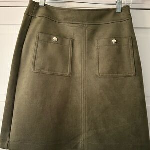 LOFT Olive Green Mini Skirt with Front Patch Pockets